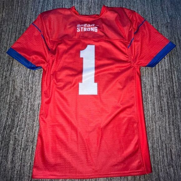 Spear Strong Jersey Number 1 Size Medium Red Athletic Performance Sports Shirt - Picture 3 of 7